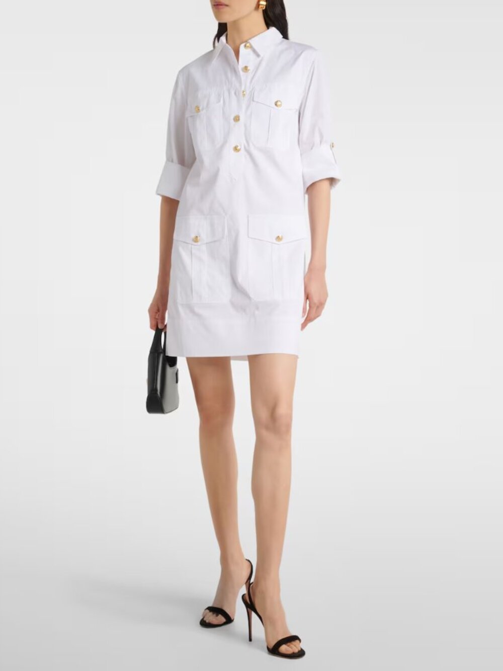 Veronica Beard Saude Utility Dress White Crest Buttons Size 10